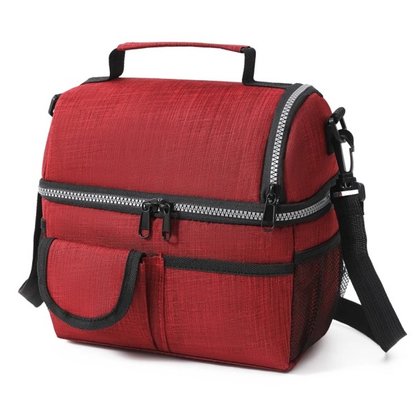 Termopose til mad 25x23x16 cm Neutrale farver Lynlåslukning Flere rum Temperaturbevarende Madpakke Picnictaske rød