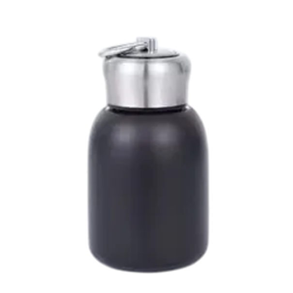 Termos 300 ml rostfritt stål 7 x 14 cm Vakuumtätning Liten rese termosflaska för drycker Kaffe Te Kalla och varma drycker svart