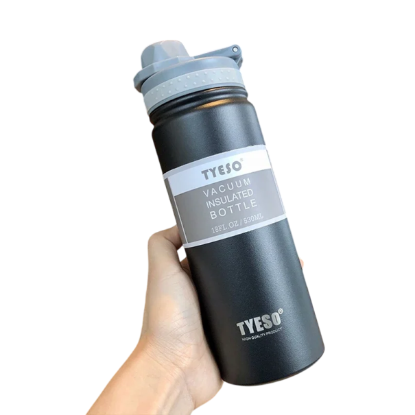 Termos 750 ml izolată vid cu oțel inoxidabil 304 cu capac din PP și silicon Sticlă de călătorie pentru băuturi Calde și reci negru