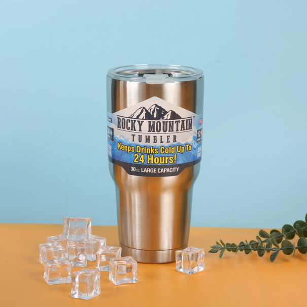 Termos de aço inoxidável 890 ml com isolamento a vácuo e palhinha de aço inoxidável Garrafa portátil para bebidas quentes e frias para o trabalho e viagens prateado