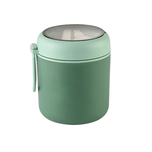 Termos de comida em aço inoxidável 530 ml Caixa de sopa isolada para almoço 10,5x12 cm Tampa vedante Recipiente à prova de vazamentos e compacto verde