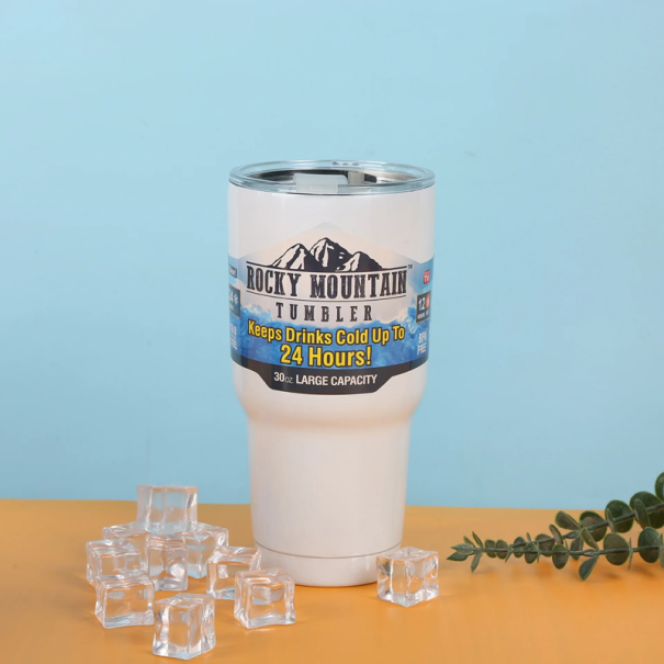 Termos din oțel inoxidabil de 890 ml cu izolație vidată și pai din oțel inoxidabil Sticlă portabilă pentru băuturi calde și reci la birou și în călătorii alb