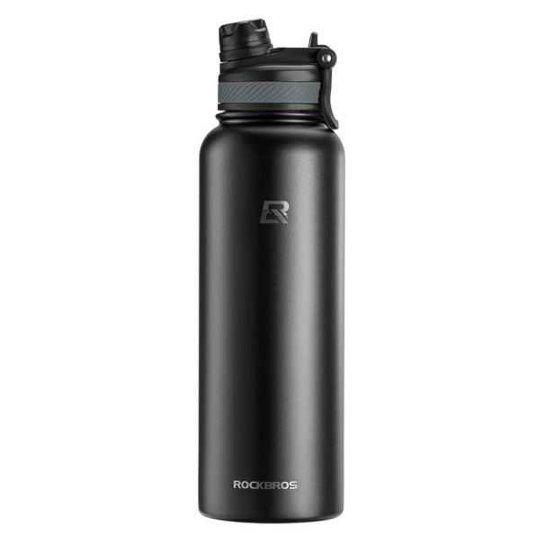 Termoska na vodu s rukojetí sportovní cyklistická láhev 550 ml nerezová ocel tepelná izolace 12h teplo 24h chlazení 7,5 x 24 cm černá