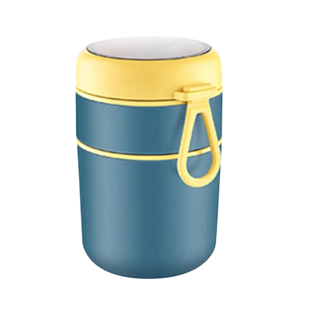 Termoska para comida em aço inoxidável 710 ml Caixa de almoço isolada 10,7x15,3 cm Recipiente para sopa À prova de fugas Tampa selada Compacta azul