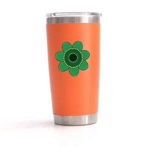 Termosmugg med blomma orange S