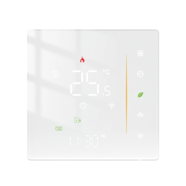 Termóstato programável para aquecedor a gás Zigbee 88x88 mm Casa inteligente Controlo através da aplicação 5+1+1 modo 4 fases diárias branco