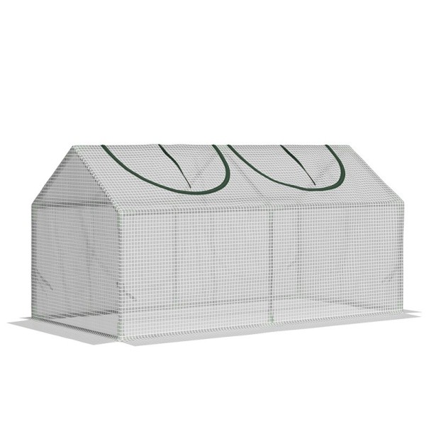 Terrace Greenhouse Tunnel Type with 2 Transparent Windows Size 120 x 60 x 60 cm Made of Steel and PE Fabric White for Protecting Plants from Cold 1