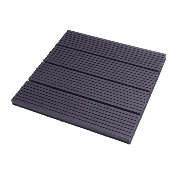 Terrassenfliesen WPC 30 × 30 × 1,8 cm, Holz-Kunststoff-Verbund (60 % Holz + 30 % Kunststoff), Klick-System, für Garten, Terrasse und Balkon schwarz