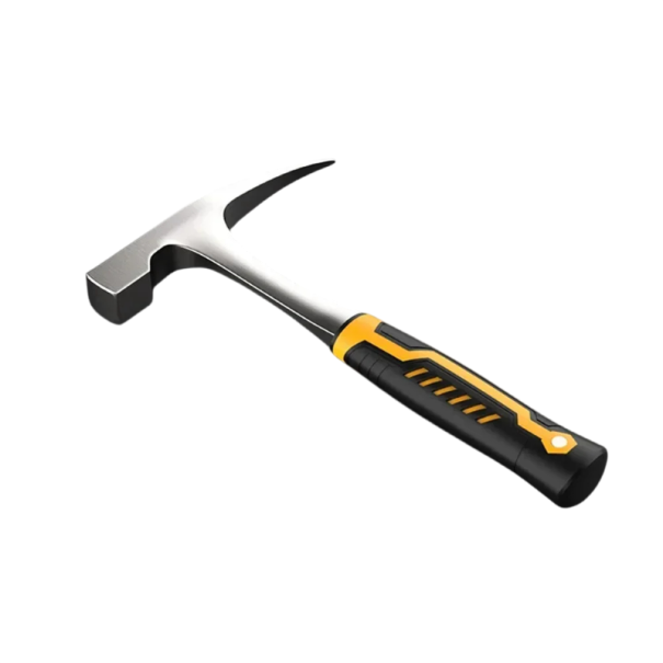 Tesařské kladivo se špičatým hrotem ocelové kované délka 27 cm černo žluté multifunkční nářadí pro práci se dřevem 1