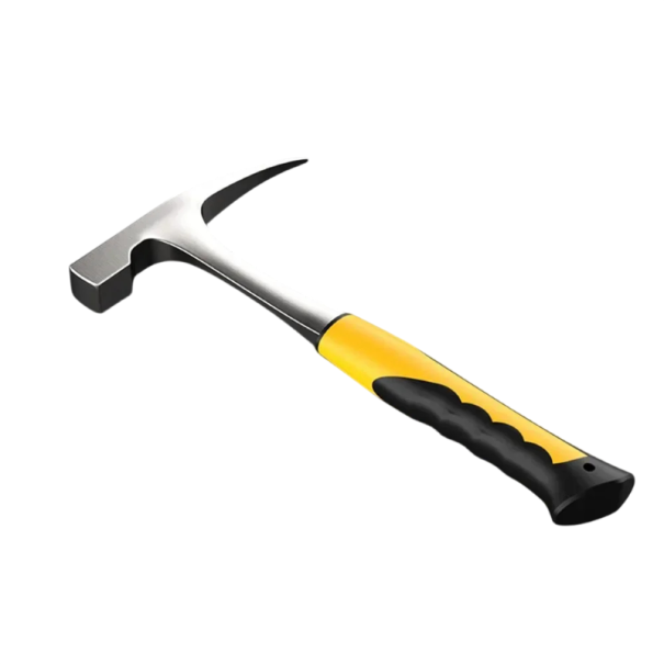 Tesařské kladivo se špičatým hrotem ocelové kované délka 33 cm černo žluté robustní nářadí pro práci se dřevem a opravy 1