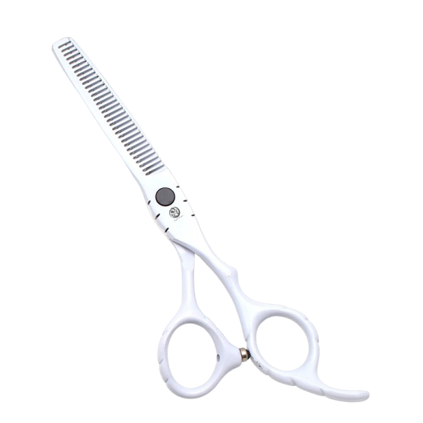 Tesouras de desbaste de cabelo em aço inoxidável 17,5 cm Tesouras profissionais para corte de cabelo com dentes Acessórios para barbeiros branco