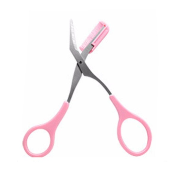 Tesouras para sobrancelhas com pente rosa