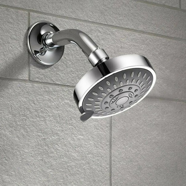 Testa doccia ad alta pressione 5 modalità diametro 10 cm materiale ABS giunto sferico girevole flusso 2,5 gpm pressione 80 psi cromata per bagno 1