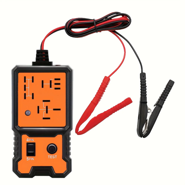 Tester de rele auto 12V cu electrozi de 89 cm Un instrument universal pentru rele de 4 pini și 5 pini Verificarea funcționalității releului portocale