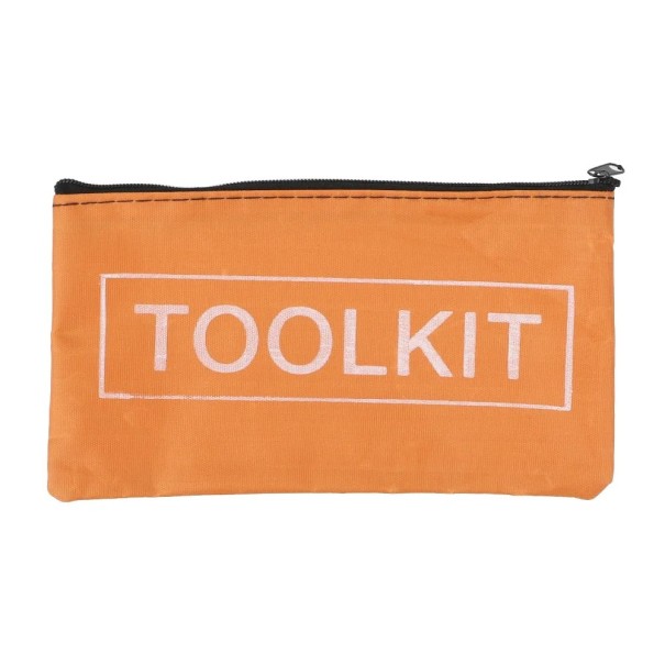 Textiel gereedschapstas 19 x 11 cm Kleine tas voor gereedschap met praktische rits Duurzame tas voor het opbergen van gereedschap Oranje Zwart oranje