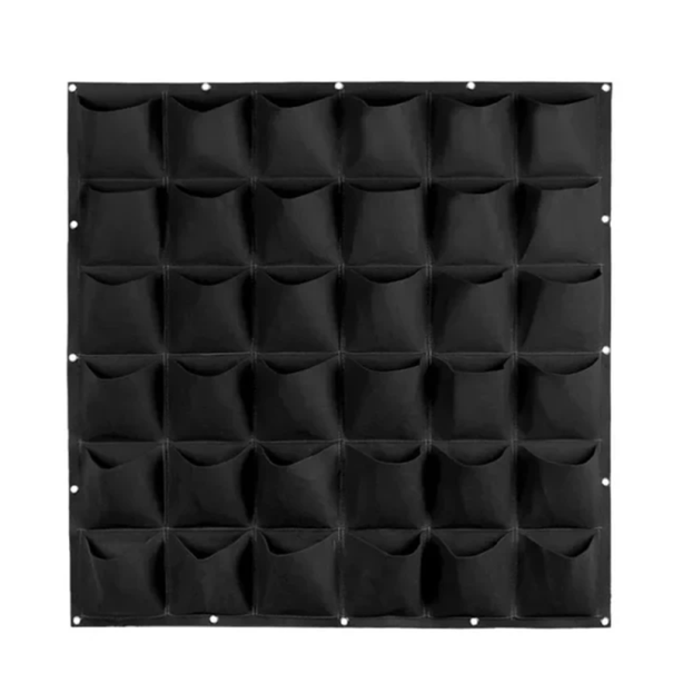 Textile Wall Planter 100 x 100 cm 36 Pockets 15x15 cm Vertical Hanging Flower Panel Garden Pockets for Herbs and Vegetables black