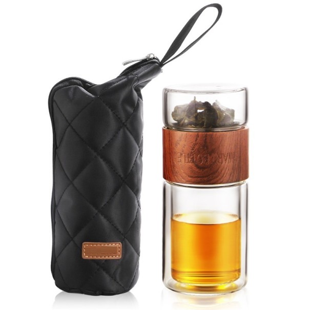 Theefles met etui bruin