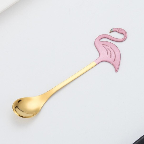 Theelepel met flamingo goud