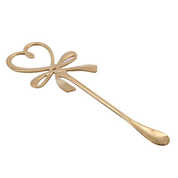 Theelepel met hart en strik goud