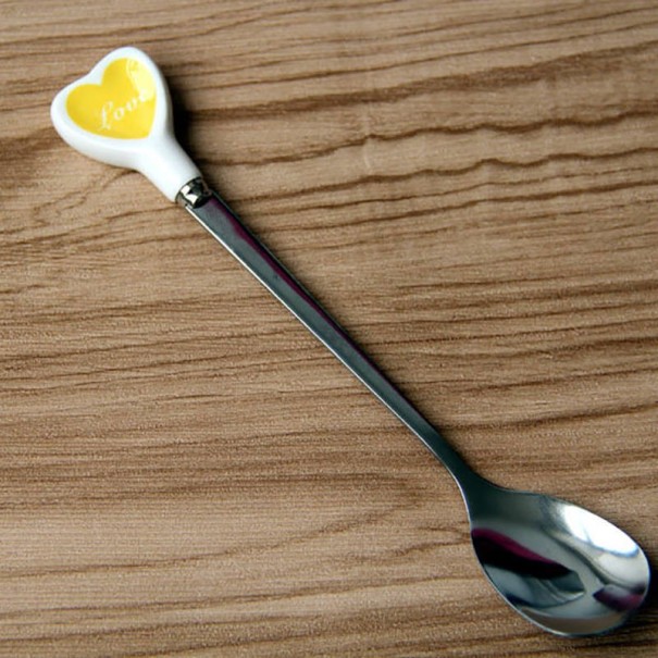 Theelepel met hart geel