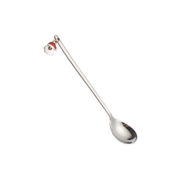 Theelepel met kerstversiering zilver 4