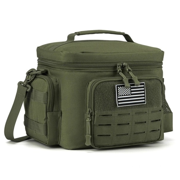 Thermische tas met compartimenten 20x30x22 cm Met ritssluiting Draagbare geïsoleerde tas Neutrale kleur Lunchtas voor eten Drankjes Naar het werk School Picknick legergroen