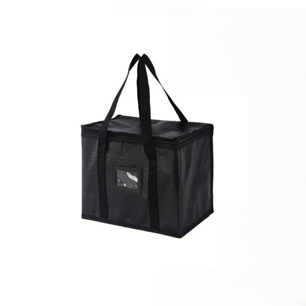 Thermische tas met rits 31 x 30 x 43 cm Zwarte grote geïsoleerde koeltas Draagbare lunchtas met handvatten Thermische tas voor winkelen, reizen 1