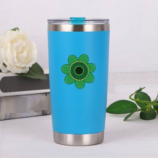 Thermobecher mit Blume blau S