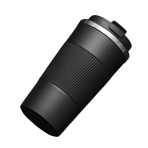 Θερμός 380 ml Ανοξείδωτη αδιάβροχη ταξιδιωτική θερμός 14,5 x 7 cm Μεταφερόμενο φλιτζάνι για καφέ και τσάι με διατήρηση θερμοκρασίας ποτού μαύρο