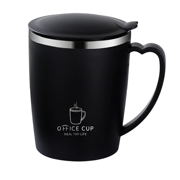 Thermos en acier inoxydable 304 de 350 ml avec poignée, bouteille isotherme portable anti-fuite, tasse à eau et à café, 10,6 x 10,6 cm noir