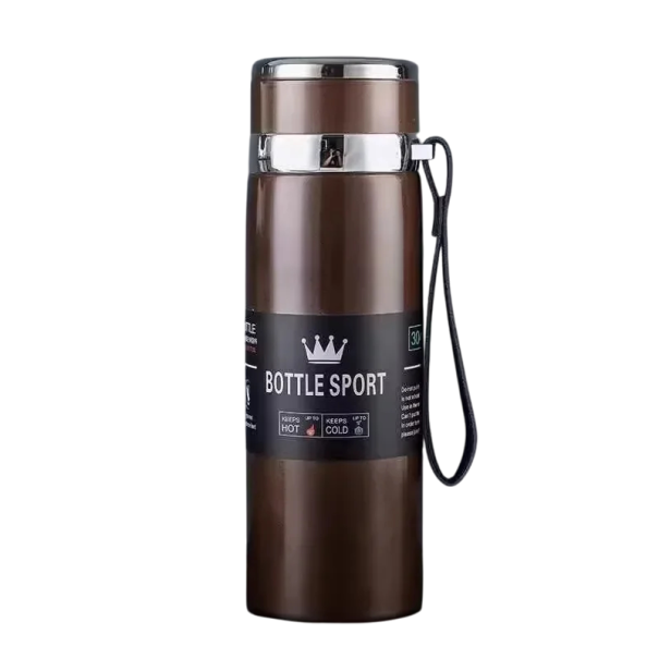 Thermosfles van roestvrij staal, 1000 ml, dubbelwandige vacuümisolatie, thermosfles voor warme en koude dranken, duurzame reisthermosfles met lekvrije deksel bruin
