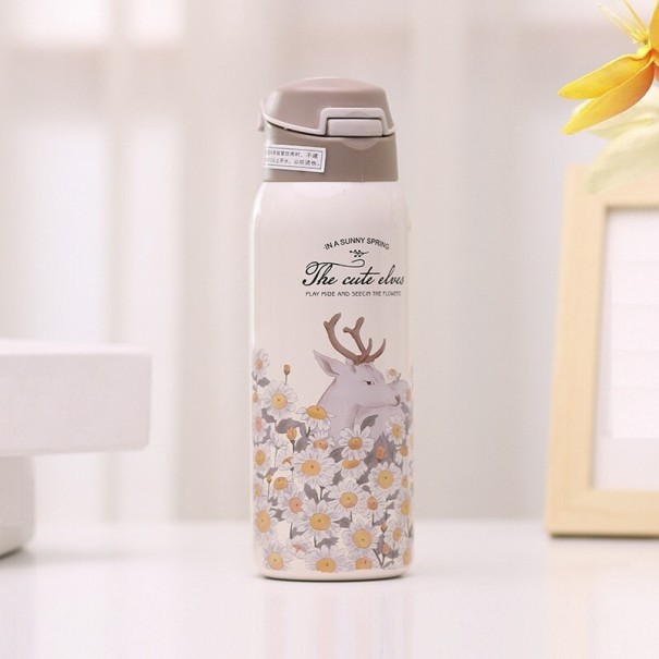 Thermoskan met bloemen C177 geel S