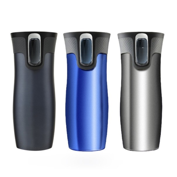 Thermoskan met drukknopsluiting