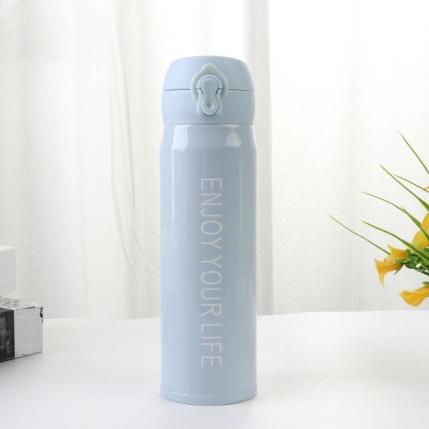 Thermoskan met het opschrift C204 blauw L