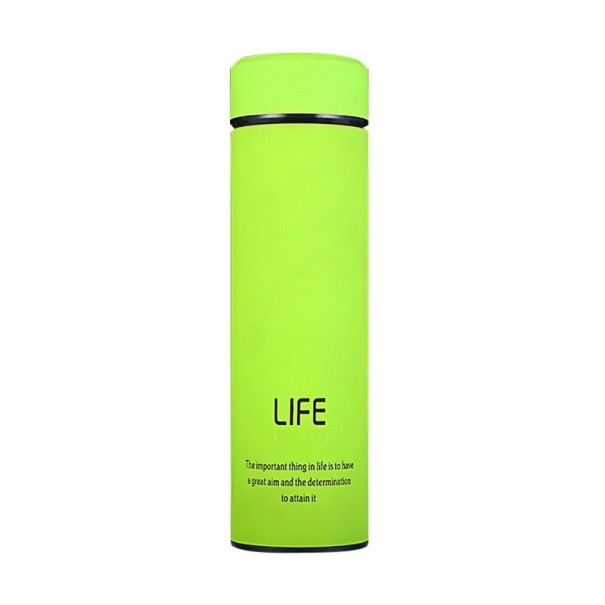 Thermoskan met opschrift neon groen