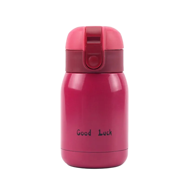 Thermoskan van roestvrij staal 200 ml Dubbelwandig vacuüm geïsoleerd Kleine thermosfles voor warme en koude dranken Compacte reisthermoskan met lekvrije deksel donkerroze