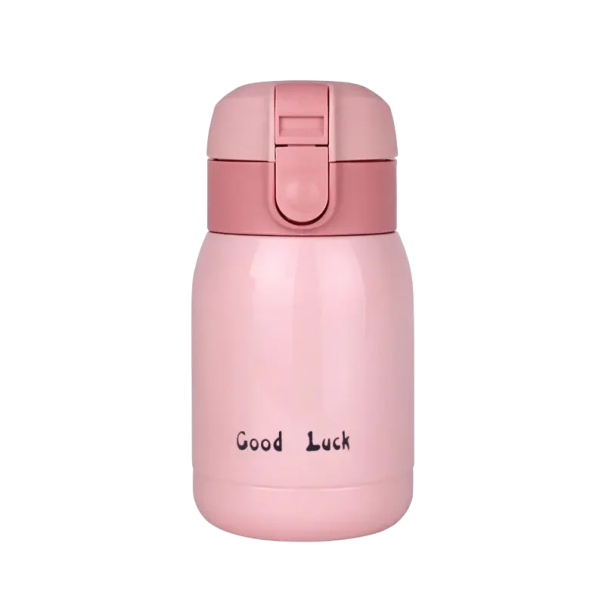 Thermoskan van roestvrij staal 200 ml Dubbelwandig vacuüm geïsoleerd Kleine thermosfles voor warme en koude dranken Compacte reisthermoskan met lekvrije deksel roze