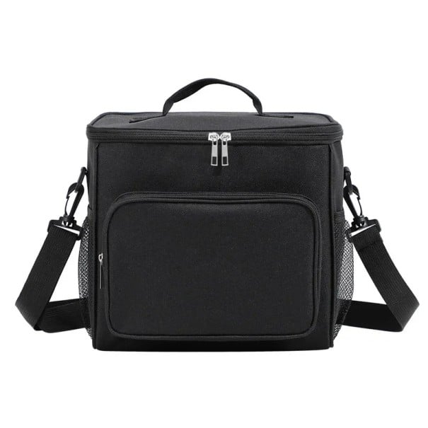 Thermotasche mit Fächern 17x26x24 cm Mit Reißverschluss Tragbare Lunchtasche Neutrale Farben Isolierte Tasche für Essen und Getränke schwarz
