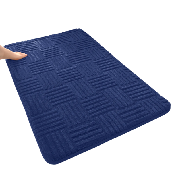 Thick Absorbent Floor Mat 40 x 60 cm Solid Colour Bathroom Carpet Cotton Velvet Non-Slip Soft Bath Mat blue