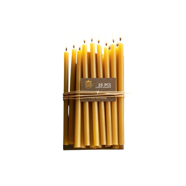 Thin Beeswax Candles 25 pcs 16 x 0.5 cm Natural Cone Candles Yellow Unscented for Birthdays and Decorations 1