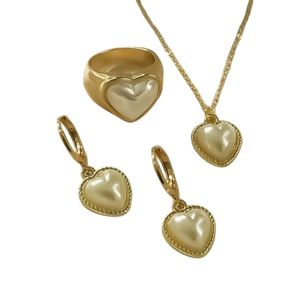 Three-Piece Wedding Set for Women Necklace Earrings Ring Elegant Fashion Jewellery Romantic Gift Set gold