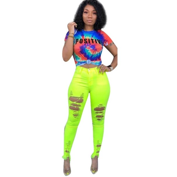 Tie-dye T-shirt voor dames blauw XS