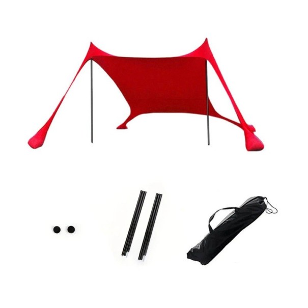 Tienda de playa para exteriores, portátil, de una pieza, con protección solar UPF50+, para 3 o 4 personas, ideal para familias. rojo