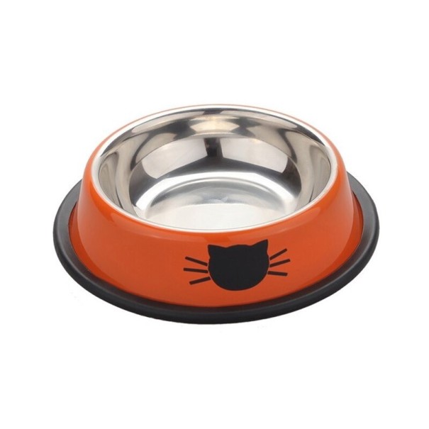 Tigela de aço inoxidável para gatos laranja