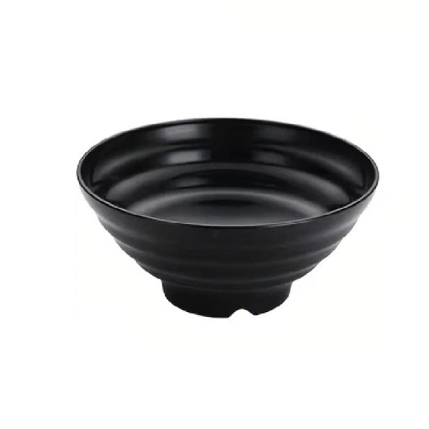 Tigela profunda de plástico para alimentos 21 × 8 cm preta, tigela de servir para sopa, noodles, salada e refeições diárias 1