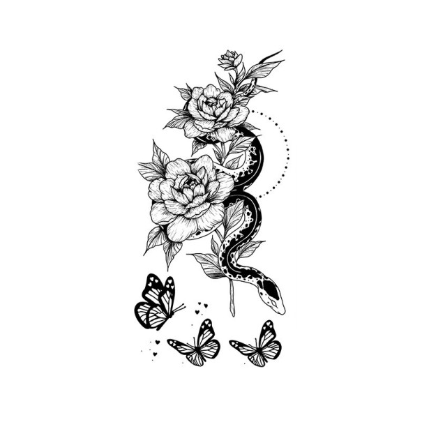 Tijdelijke tatoeage bloemenpatroon 19 x 9,6 cm Waterdichte tatoeage voor vrouwen Lichaamstatoeage Blijft tot 15 dagen zitten Stijlvolle accessoire voor festivals 1
