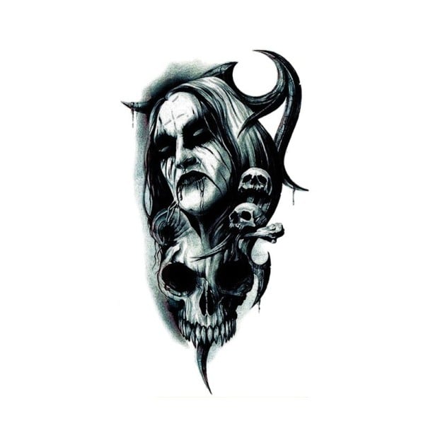 Tijdelijke waterdichte donkere tatoeage 11,5 x 21 cm Demonen Realistisch horrormotief Blijft tot 15 dagen zitten Eenvoudig aan te brengen 1