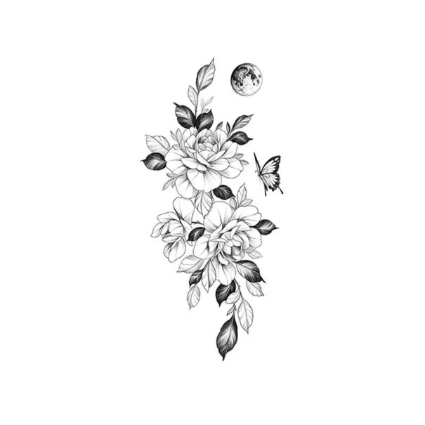 Tijdelijke waterdichte tatoeage 9,6 x 19 cm Delicaat bloemenpatroon Romantische sticker tattoo Elegante lichaamsversiering Eenvoudige toepassing 1