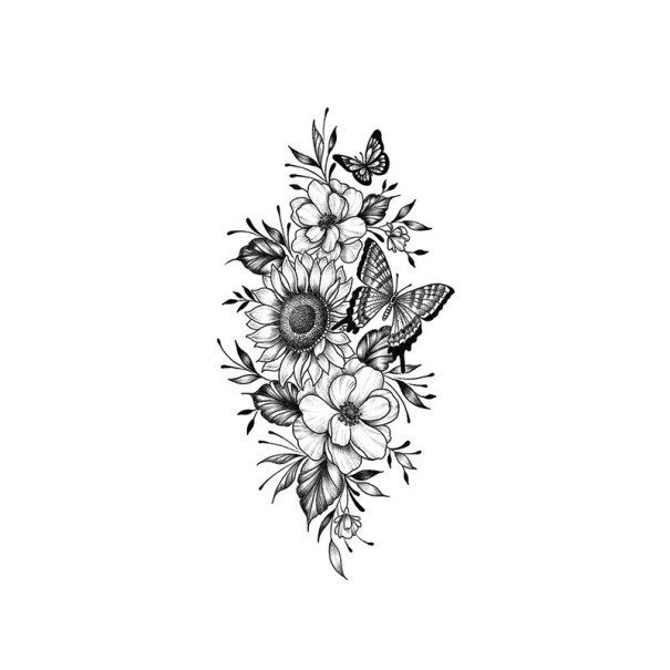 Tijdelijke waterdichte tatoeage 9,6 x 19 cm Delicaat bloemenpatroon Romantische sticker tattoo Elegante lichaamsversiering Eenvoudige toepassing 1