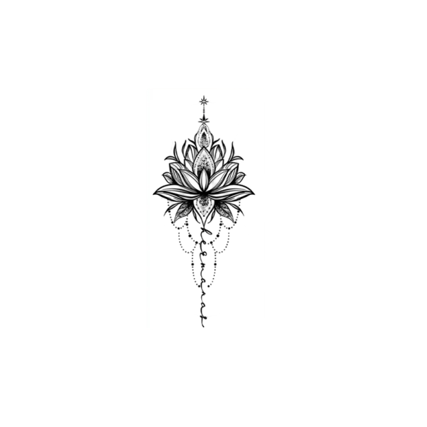 Tijdelijke waterdichte tatoeage Lotus 17 x 8 cm Nep-tatoeage Blijft 15 dagen zitten Lotusbloem Elegant ontwerp voor mannen en vrouwen Tijdelijke lichaamsversiering 1